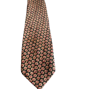 Vintage Ensons Floral Silk Tie – Black, Gold, Red & Blue | Italian Silk